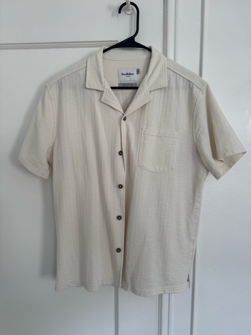 Goodfellow & Co Cream Short-Sleeve Button-Down Camp Shirt